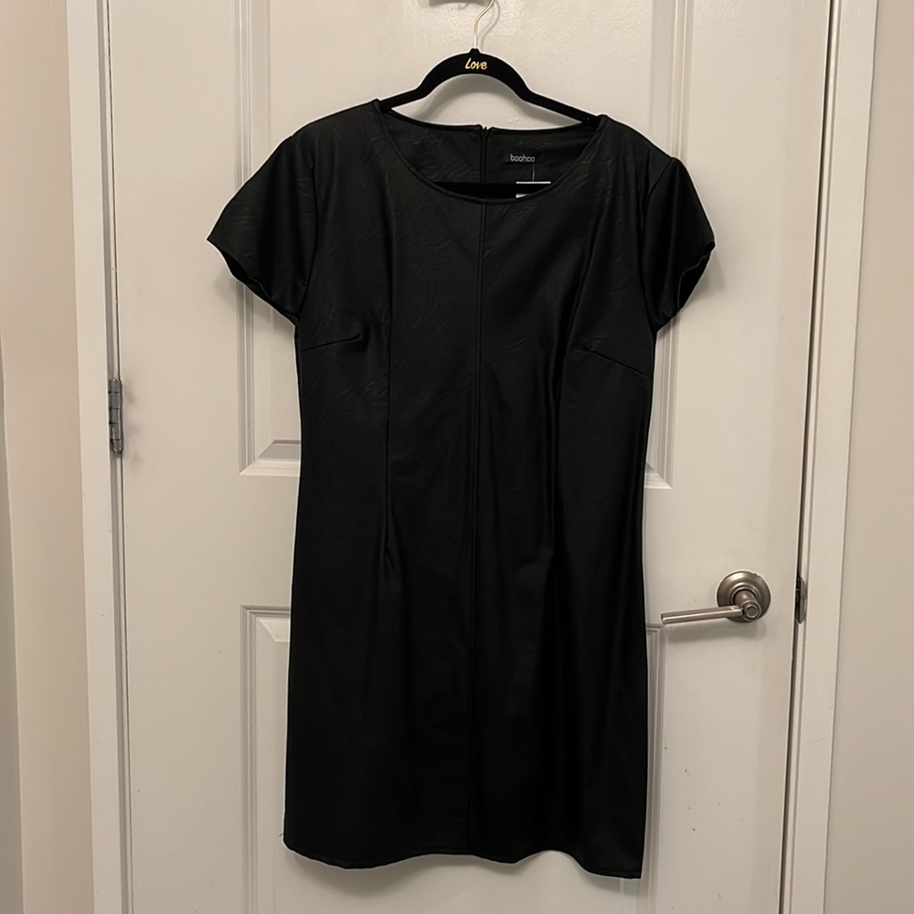Boohoo Pleather Cap Sleeve Dress